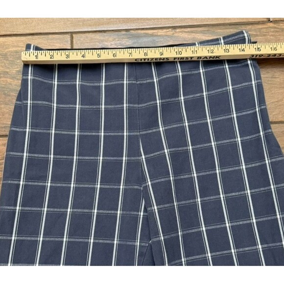 Women's Blue Gray Windowpane Plaid High Rise Flare Crop Pants A New Day Sz 10 - Picture 2 of 7